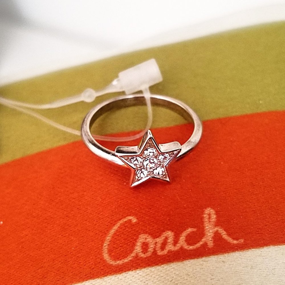 COACH Pave Sterling Silver Star Ring - Picture 3 of 7